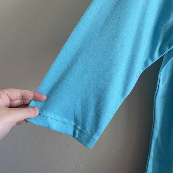 Quacker Factory Women L Blue Rhinestone Braided Sparkle 3/4 Sleeves T-Shirt NWT - Picture 3 of 10